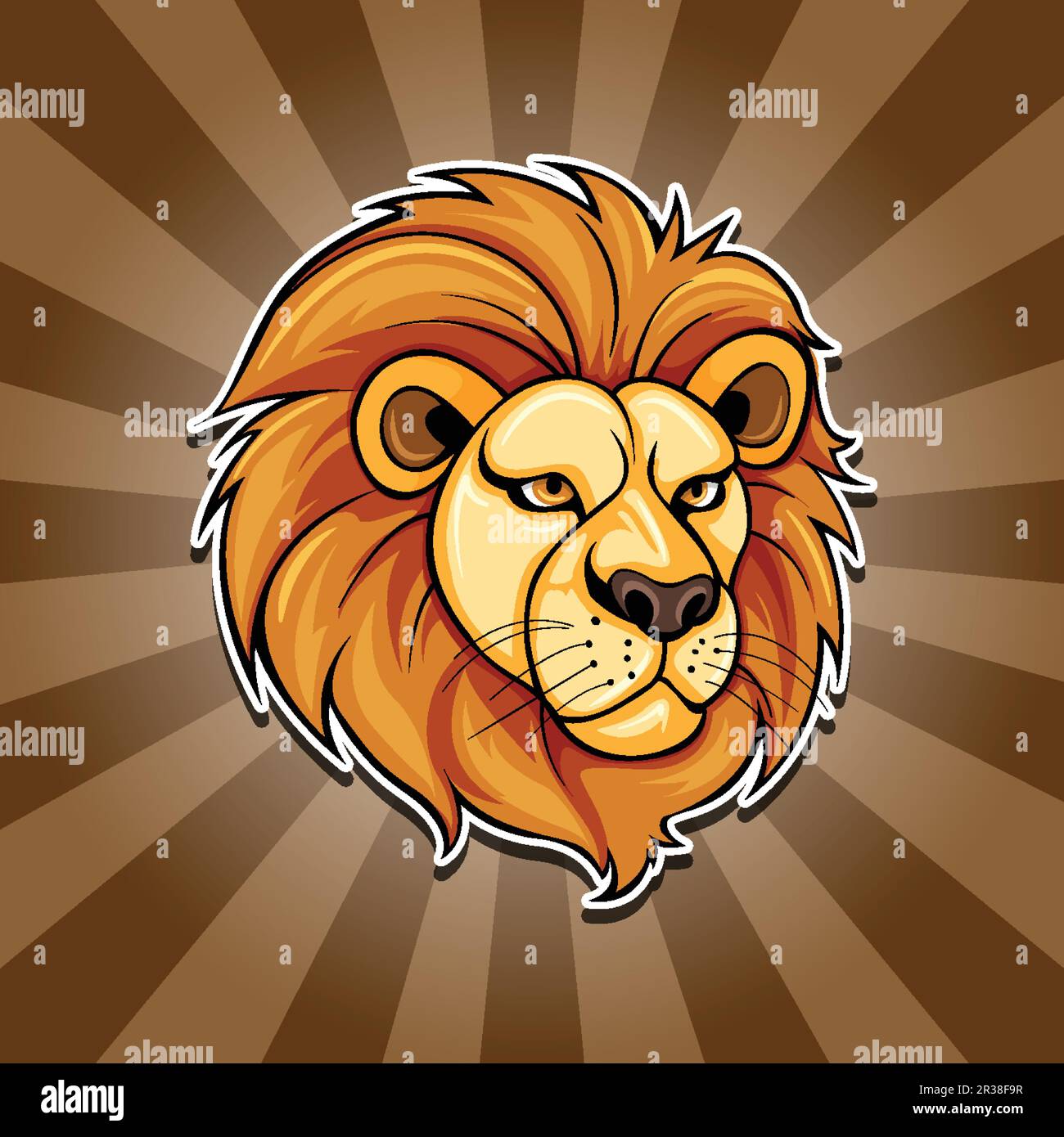 Tête de lion sur l'illustration de fond de bande dessinée rétro Illustration de Vecteur