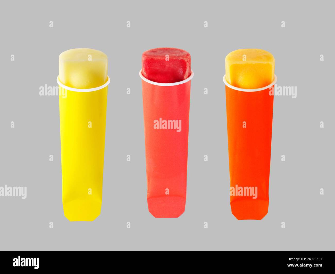 Citron, fraise et glace orange Banque D'Images