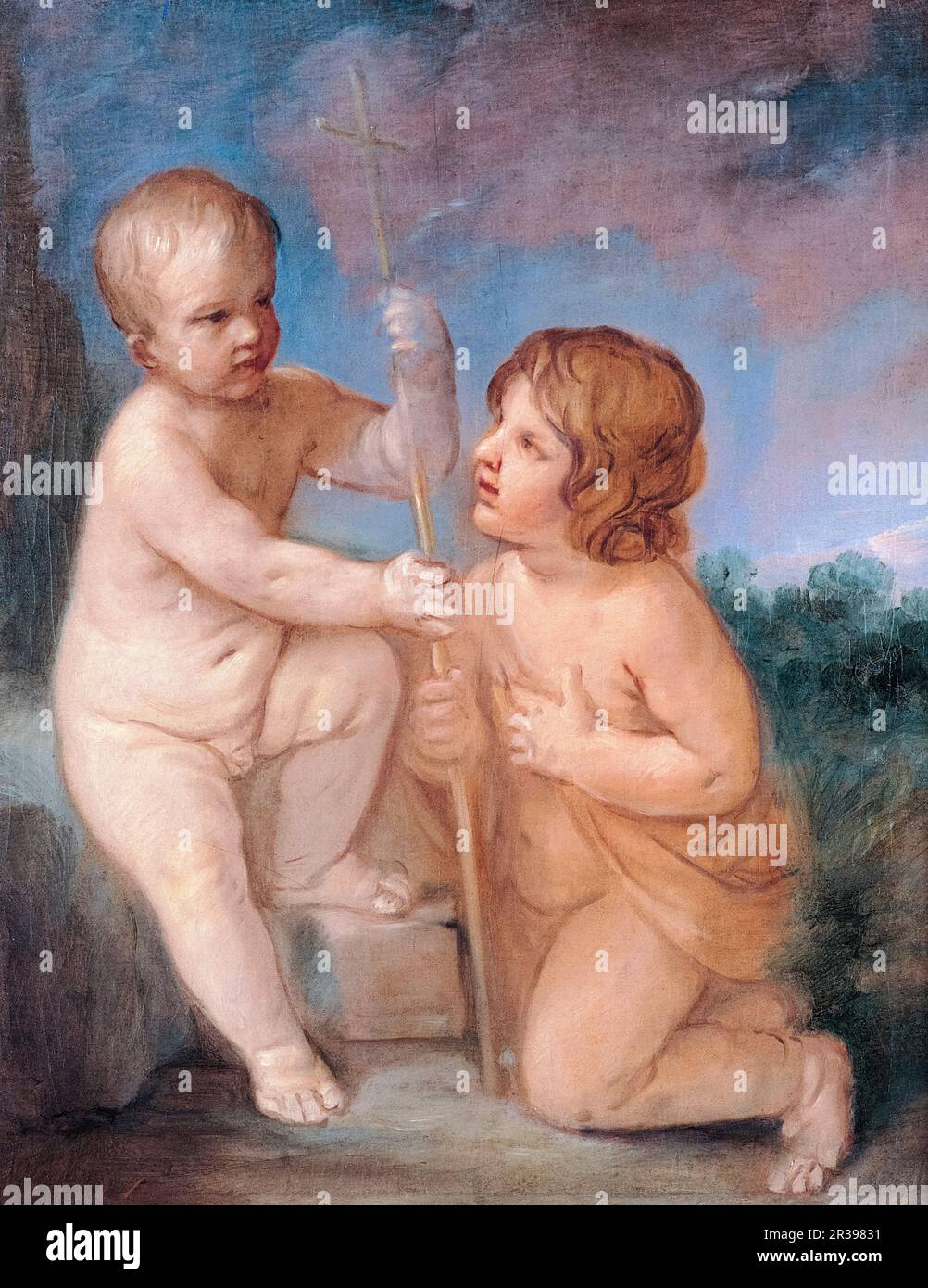 Guido Reni, le bébé Jésus et Saint Jean, peinture 1640-1642 Banque D'Images