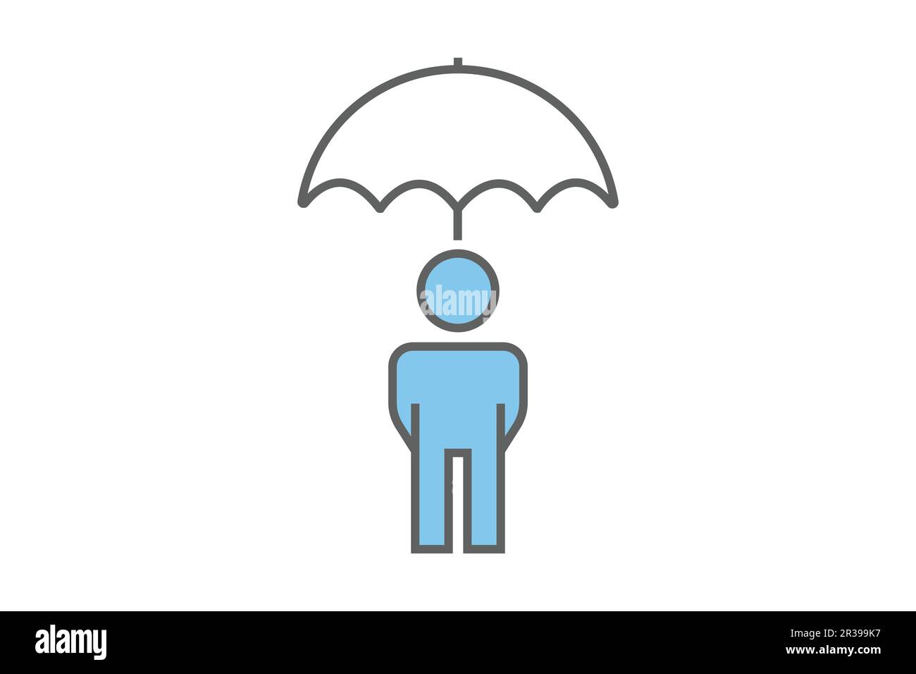 Personnes sous le parapluie. symbole d'assurance, protection, sécurité. Motif icône bicolore. Conception vectorielle simple modifiable Illustration de Vecteur