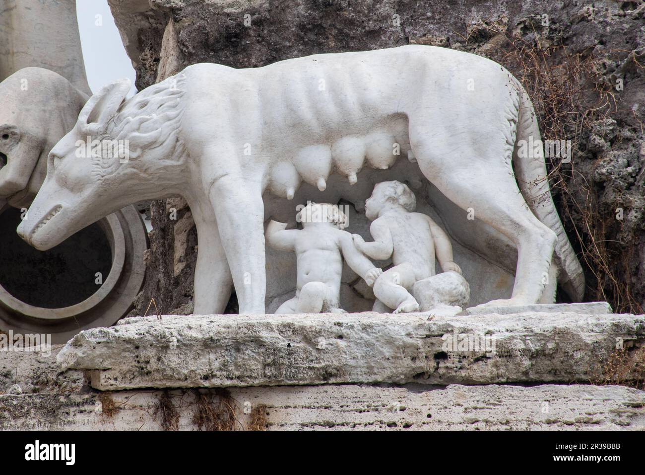 Statue de Romulus et remus fondateurs de rome et de loup Banque D'Images