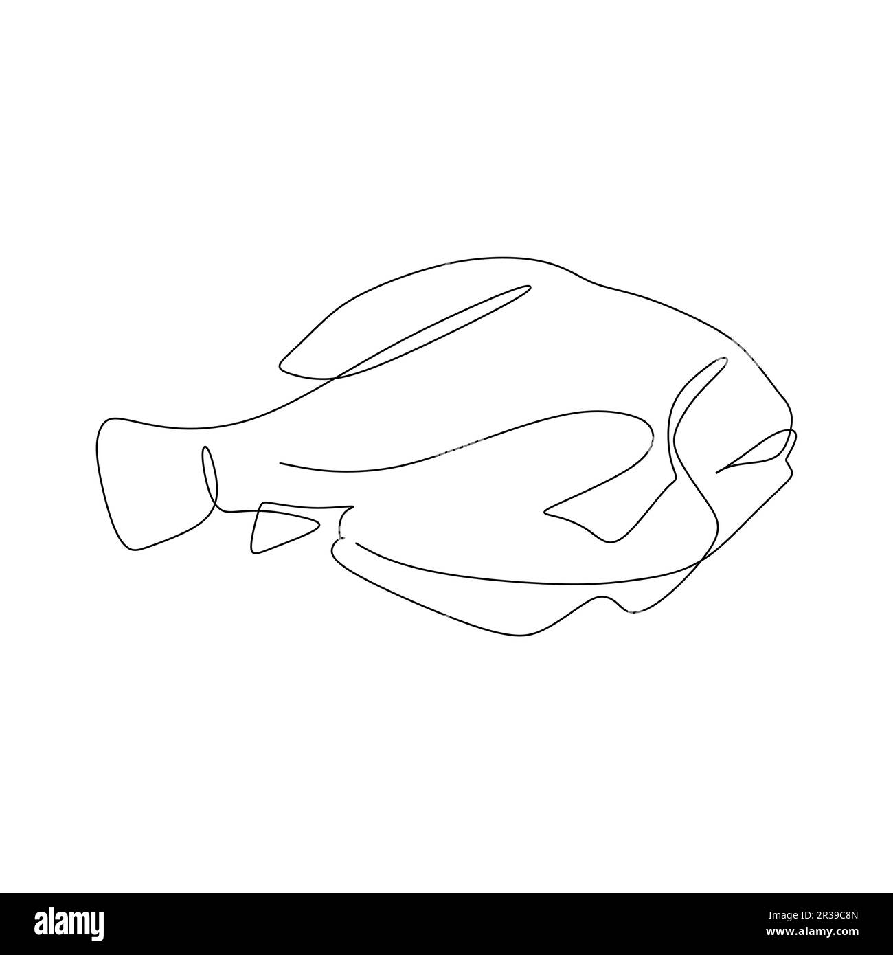 Poisson tracé continu d'une ligne. Illustration vectorielle d'un poisson de mer. Illustration de Vecteur