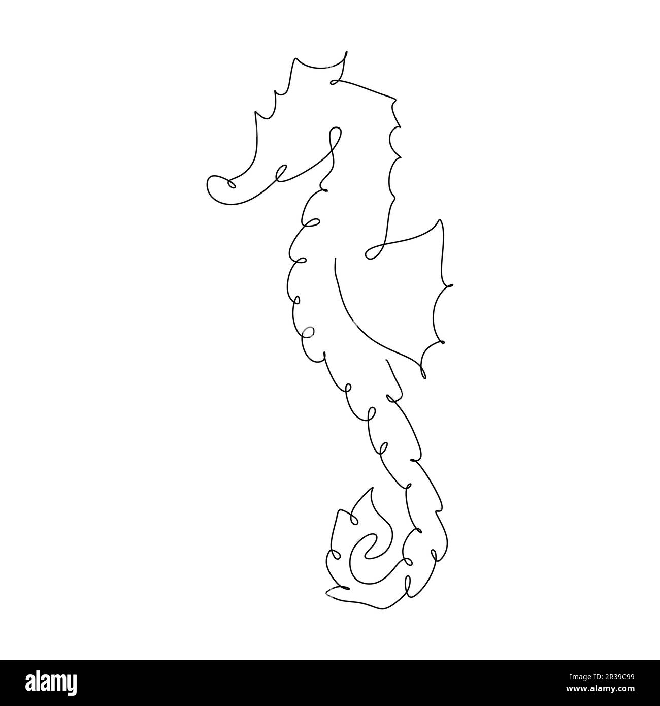 Hippocampe. Une seule icône de cheval de mer dans le style de contour vecteur symbole stock illustration web. Illustration de Vecteur