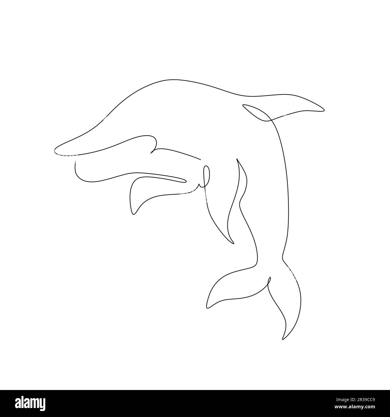 tracé de ligne continu d'un dauphin. Illustration vectorielle sur fond blanc. Illustration de Vecteur
