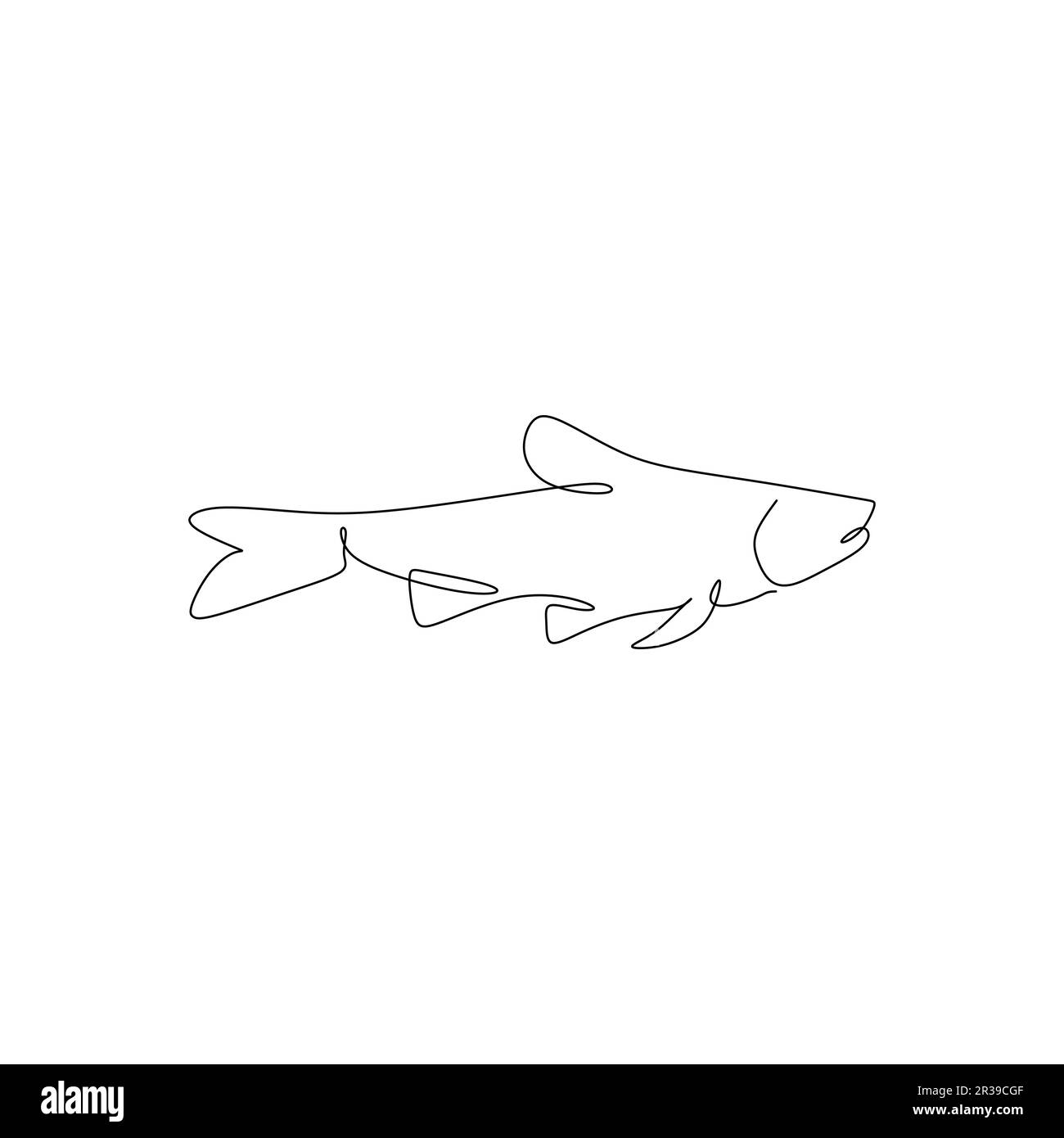 Icône de contour de poisson. Illustration vectorielle d'un poisson sur fond blanc. Illustration de Vecteur