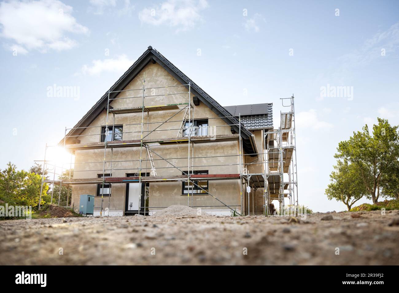 Extérieur d'une seule maison familiale en construction Banque D'Images