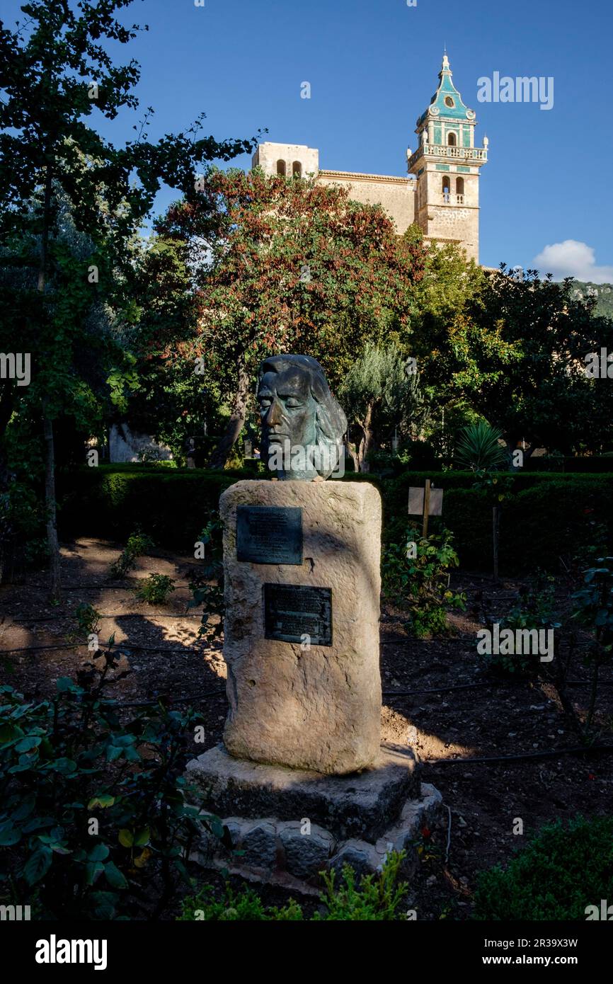 busto de Federico Chopin en los jardines de la cartuja, Valldemossa, Majorque, iles baléares, Espagne. Banque D'Images