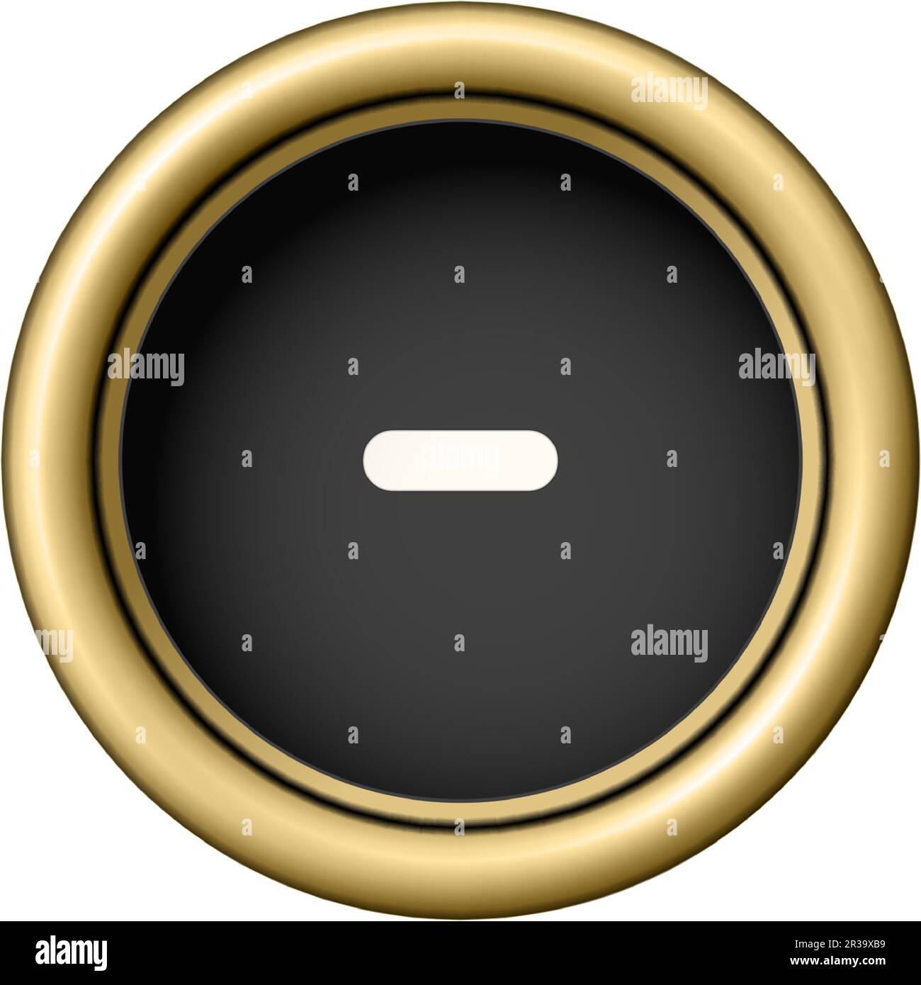Signe moins. Bouton de machine à écrire doré vintage isolé sur fond blanc. Élément de conception graphique pour scrapbooking, autocollant, site Web, symbole, icône. V Illustration de Vecteur