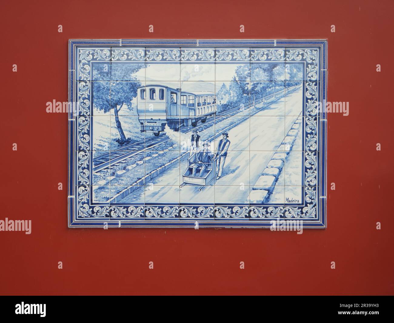 Azulejo avec la scène historique, Madère Banque D'Images