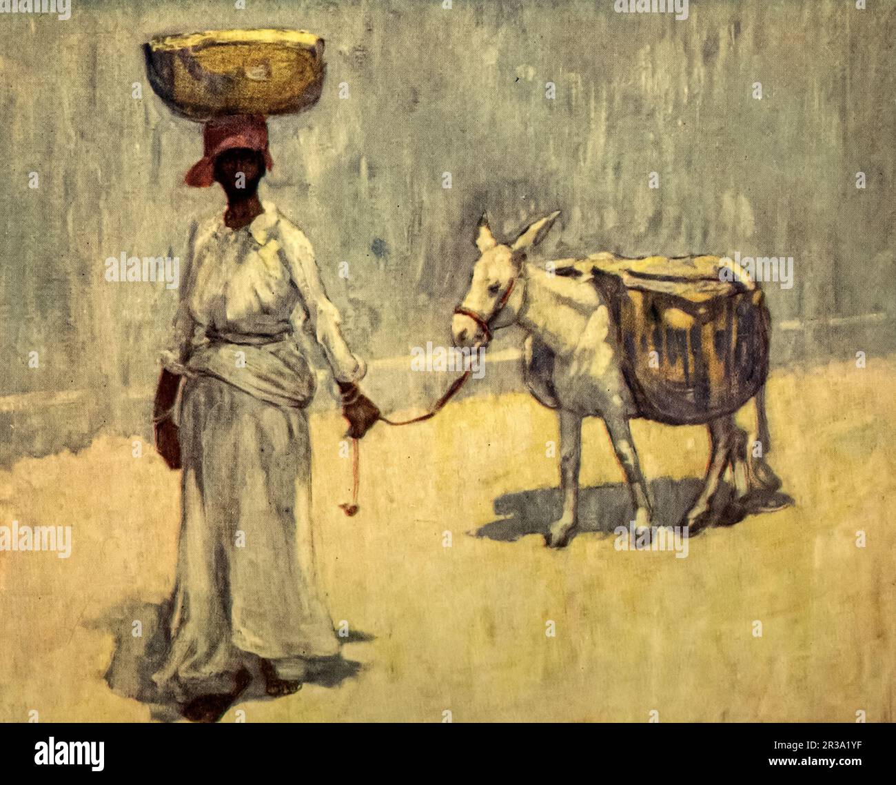Sur la route du marché peint par Archibald Stevenson (A. S.) Forrest, du livre illustré « Jamaïque » de John Henderson, publié à Londres par Adam. Et Charles Black en 1906 Banque D'Images