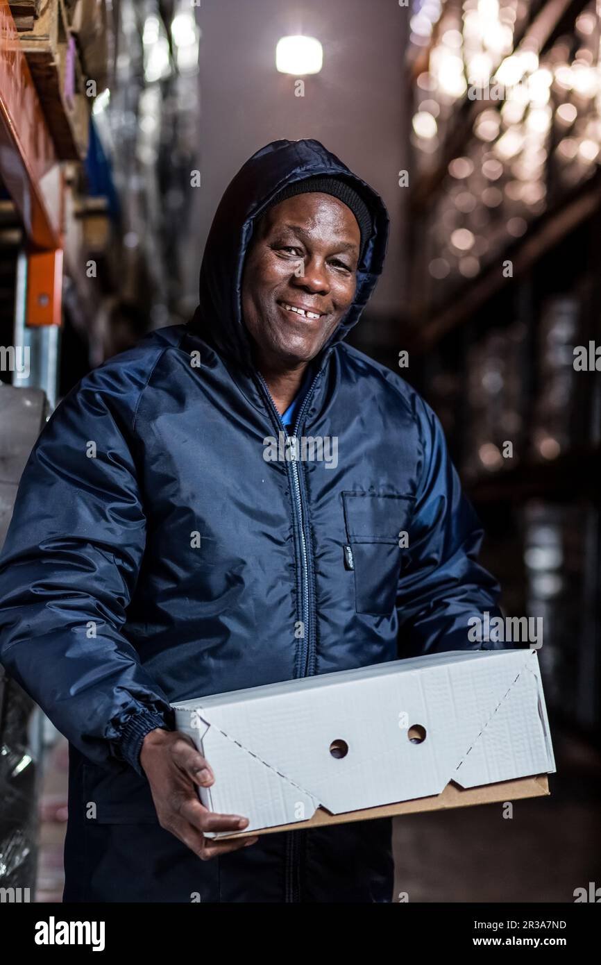 Sam Mokgoloboto, propriétaire de l'entreprise de stockage à froid pour l'industrie de la viande Banque D'Images