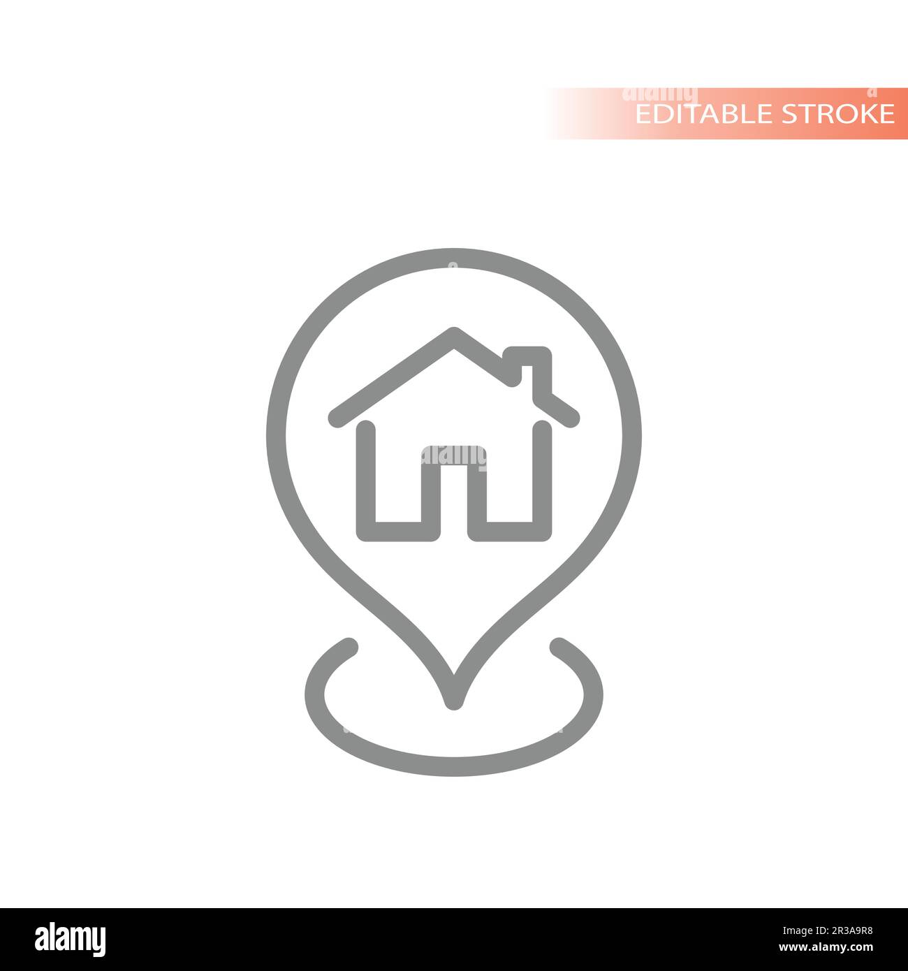 Icône de vecteur de ligne d'épingle maison, domicile et emplacement. Symbole de contour d'adresse résidentielle. Illustration de Vecteur