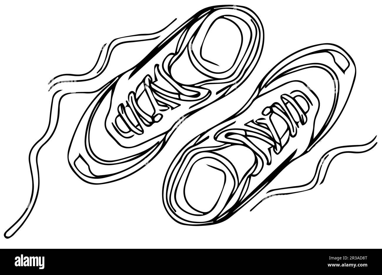 Sneakers vue du dessus Flat Vector illustration. Banque D'Images