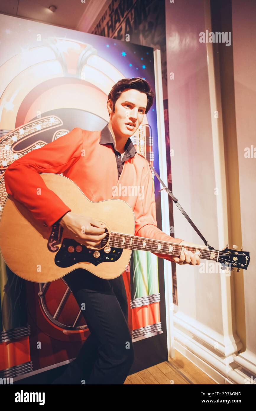 Londres, Royaume-Uni - 24 août 2017 : Elvis Presley dans le musée de cire de Madame Tussauds à Londres Banque D'Images