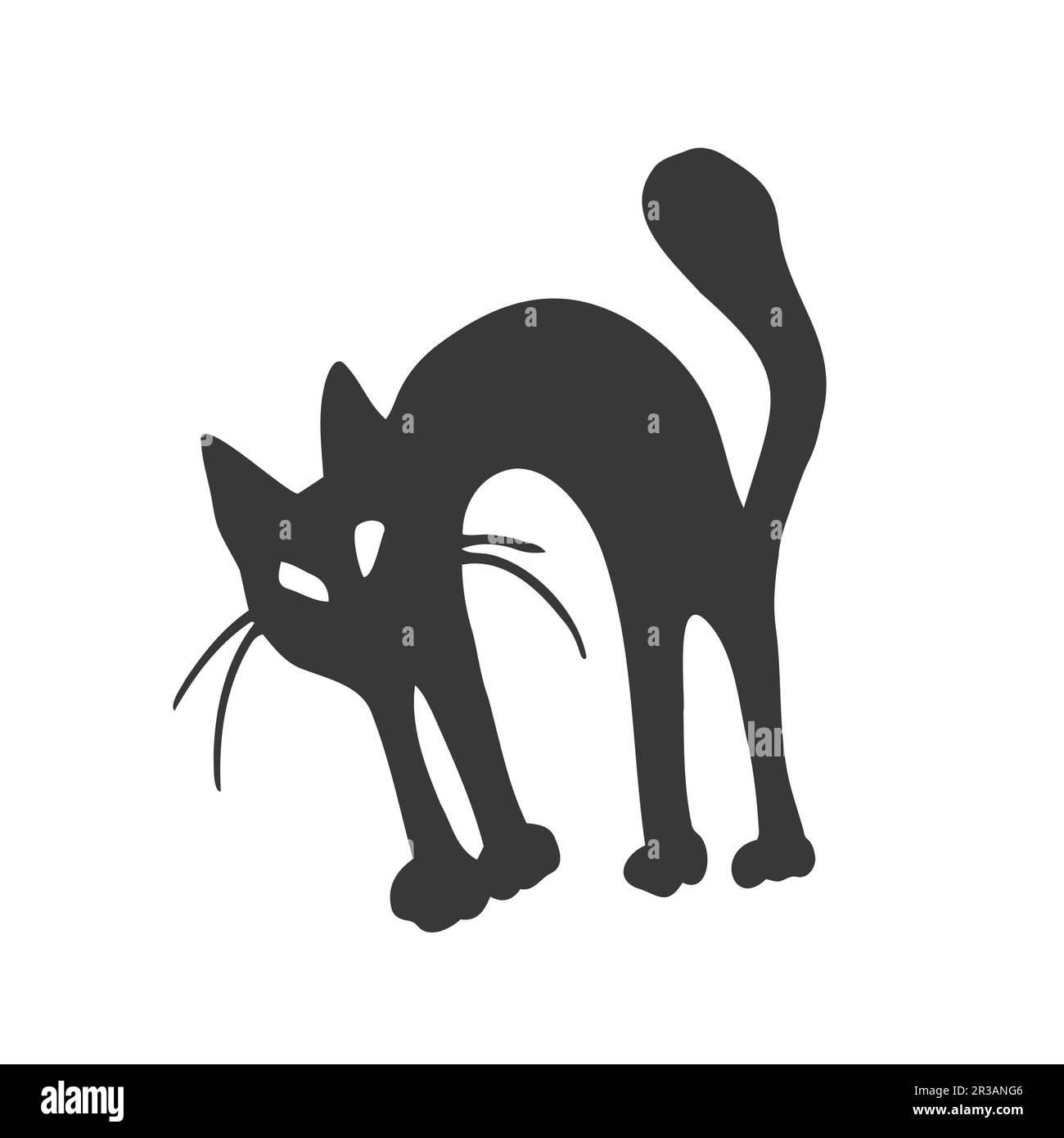 Silhouette de chat noir. Doodle sur la silhouette blanche et l'ombre grise. Dessin animé à la main. Illustration vectorielle pour décorer et tout motif. Illustration de Vecteur