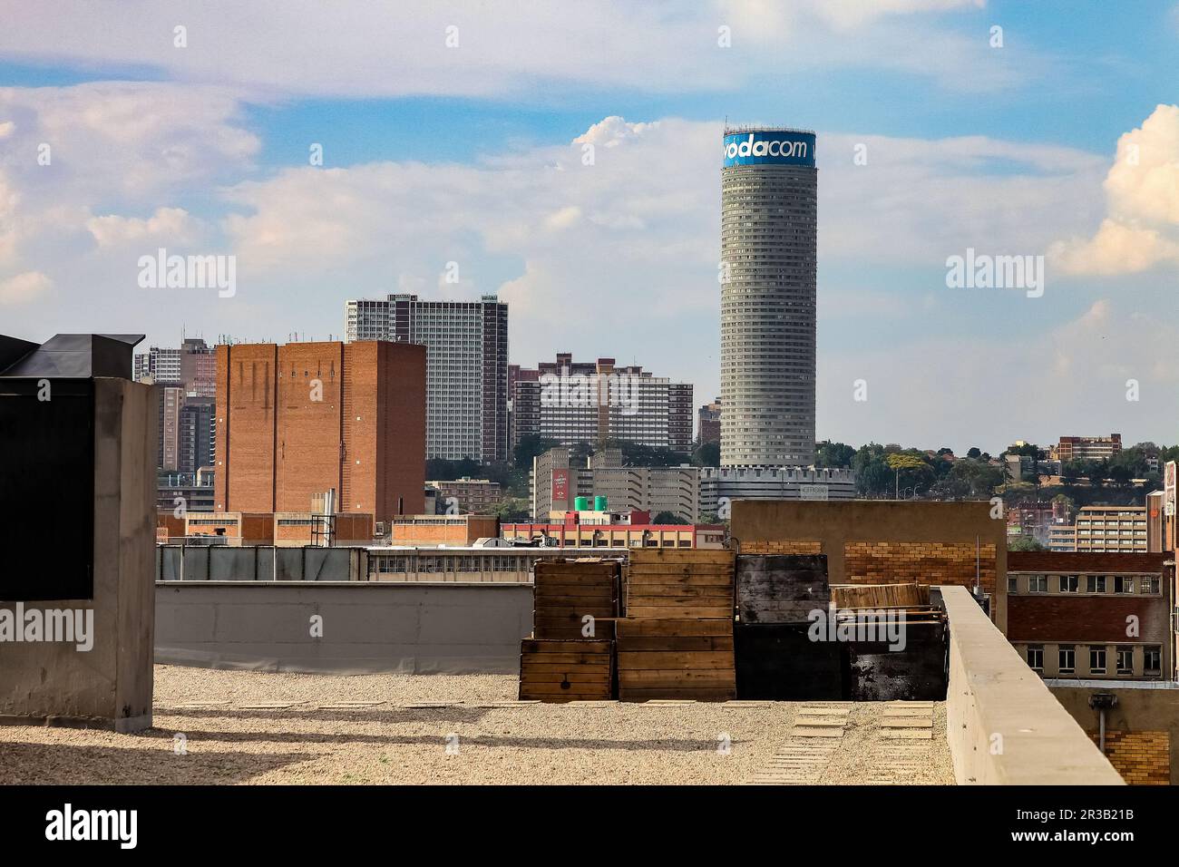 Vue sur les bâtiments et les sites du quartier central des affaires de Johannesburg Banque D'Images