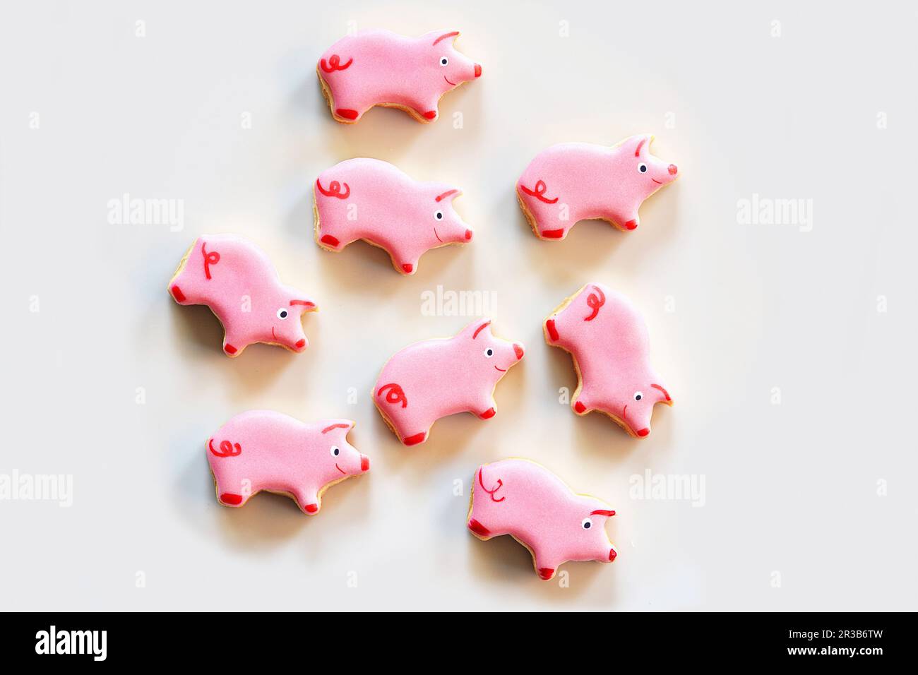 Petits gâteaux de porc roses Banque D'Images