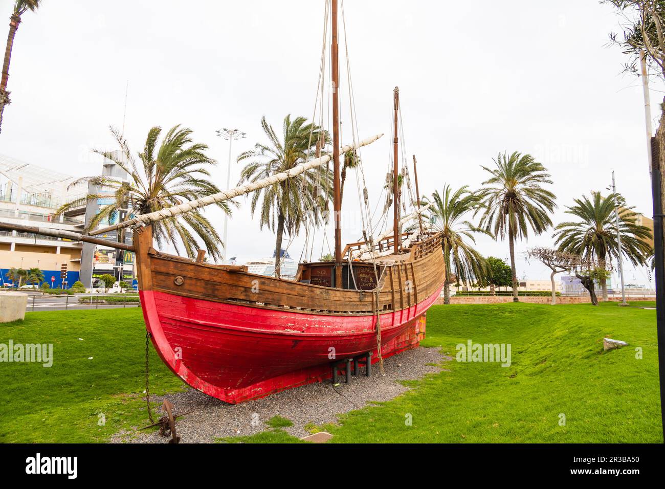 Réplique de Christophe Colomb El Nina Caravel. Carabela la Nina III, Parque Santa Catalina. Las Palmas, Grande Canarie, Espagne Banque D'Images