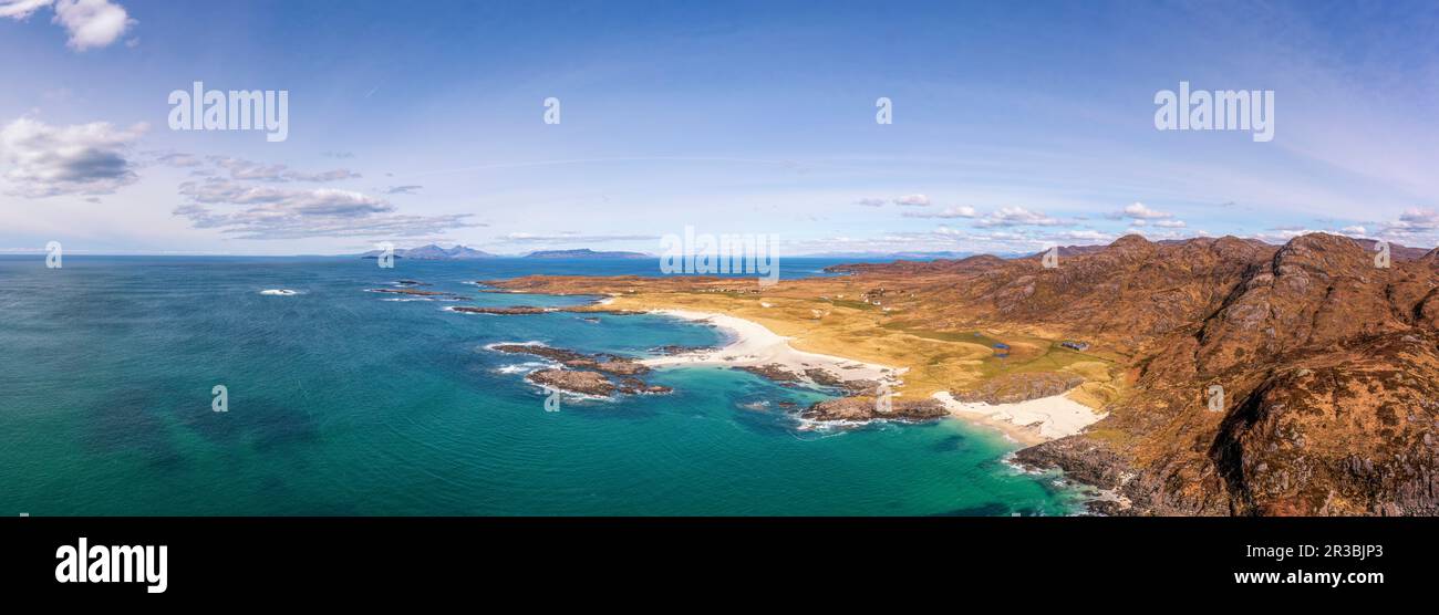 Royaume-Uni, Écosse, vue panoramique sur la péninsule d'Ardnamurchan et la plage de Sanna Banque D'Images