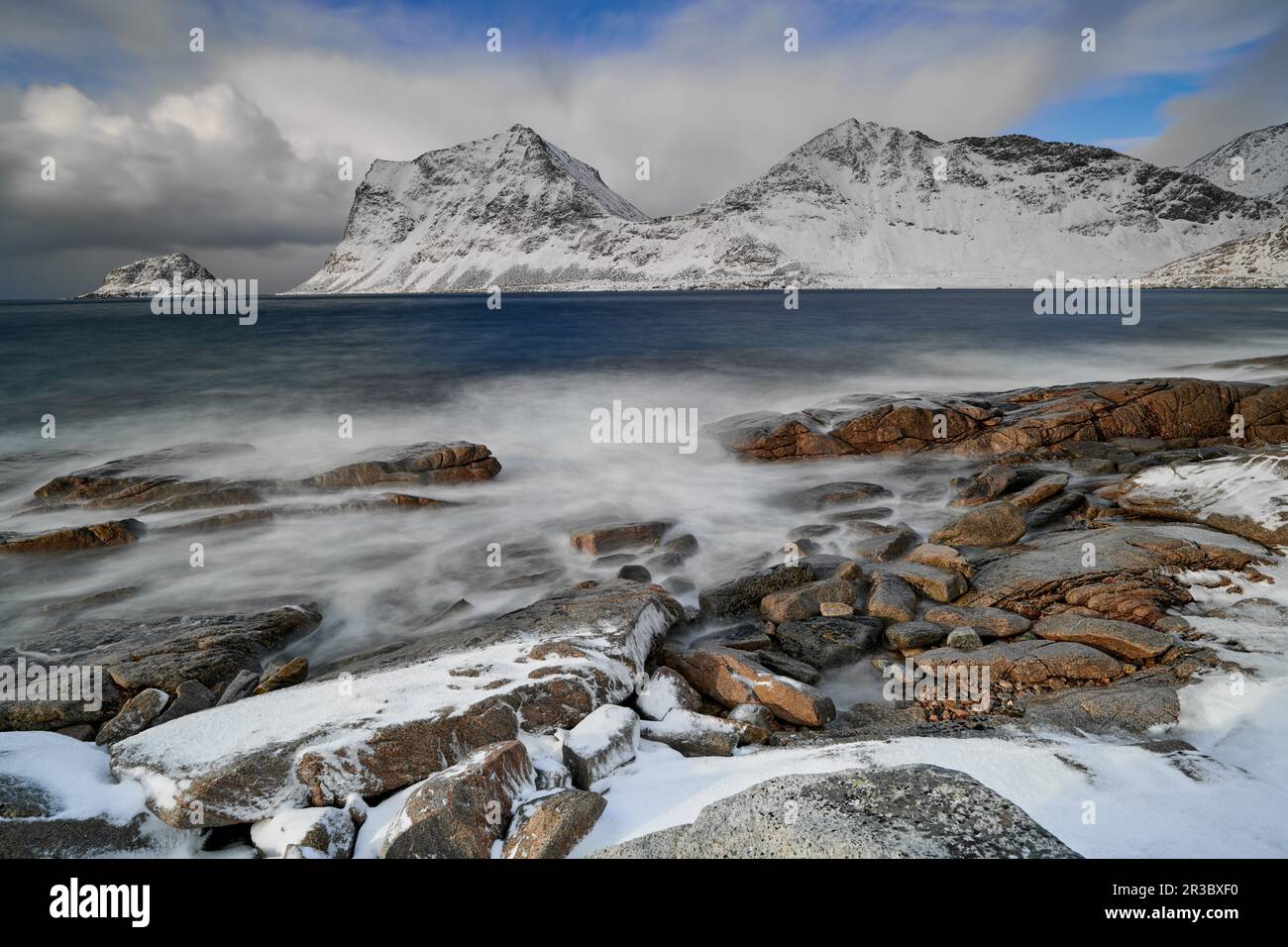 Lofoten Norvège Haukland Beach hiver saison Banque D'Images