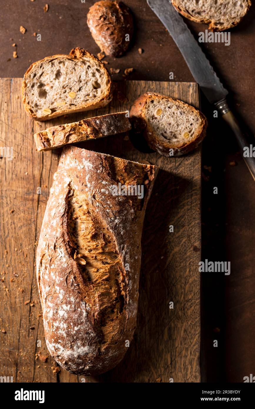 Tranches de pain de grains entiers Banque D'Images