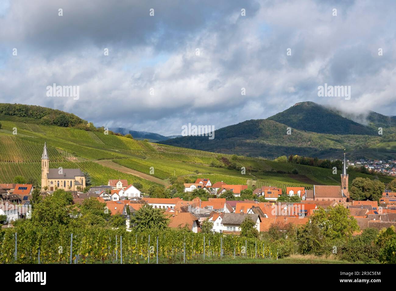 Village viticole de Birkweiler, Palatinat sud Banque D'Images