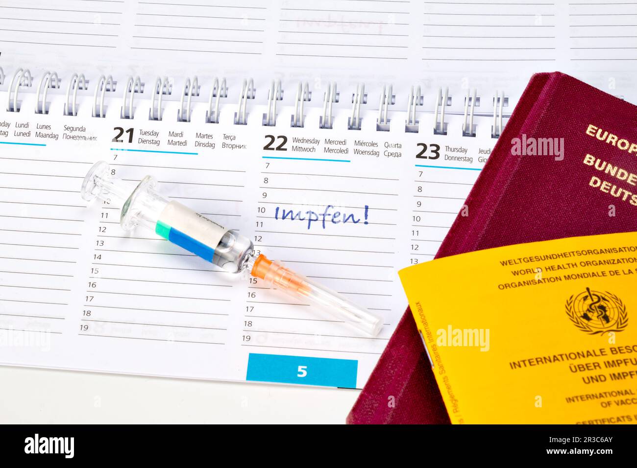 Vaccination, voyage, passeport, certificat de vaccination Banque D'Images