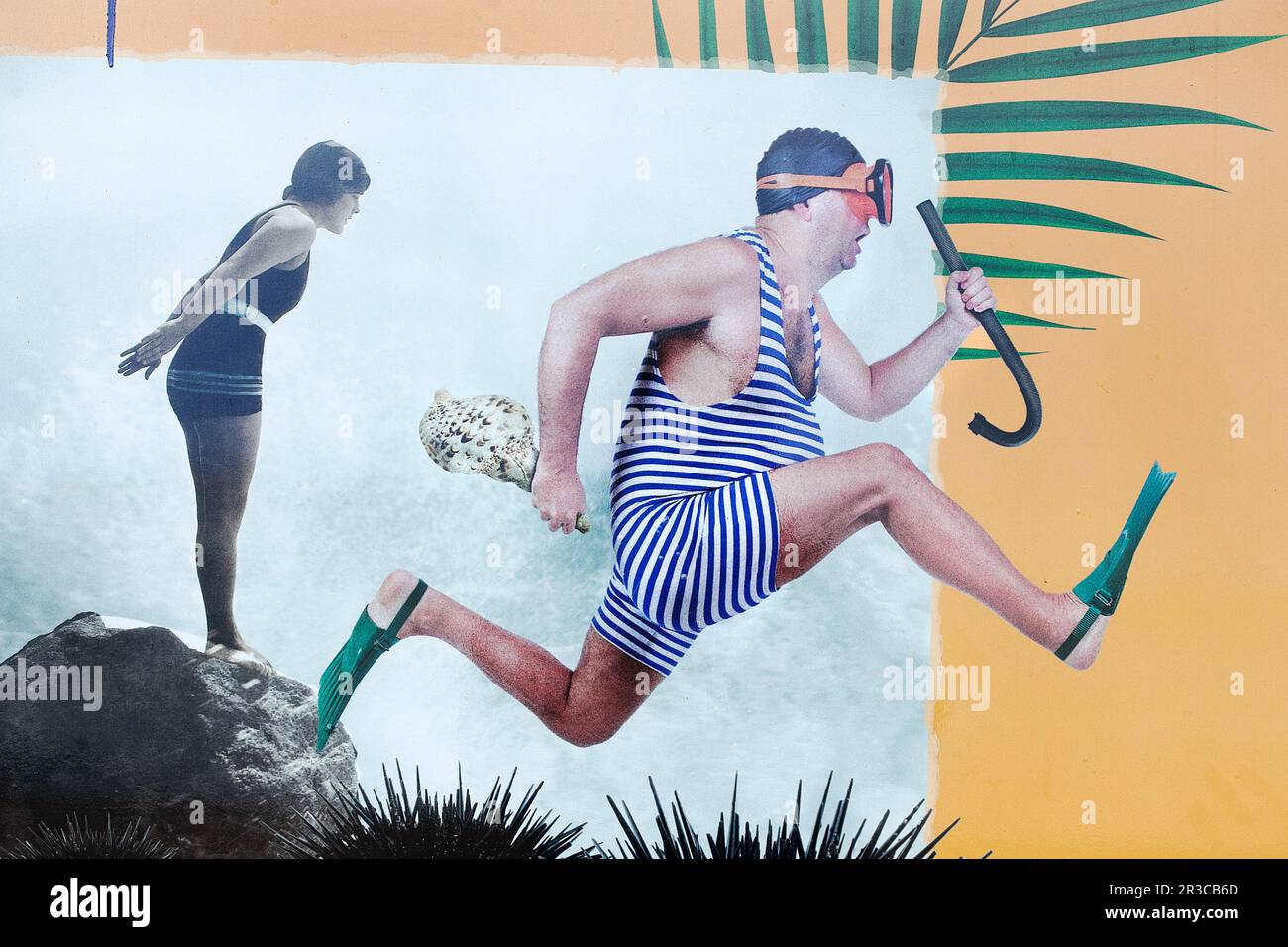 Des graphismes au bord de l'eau de Barcelone. Banque D'Images