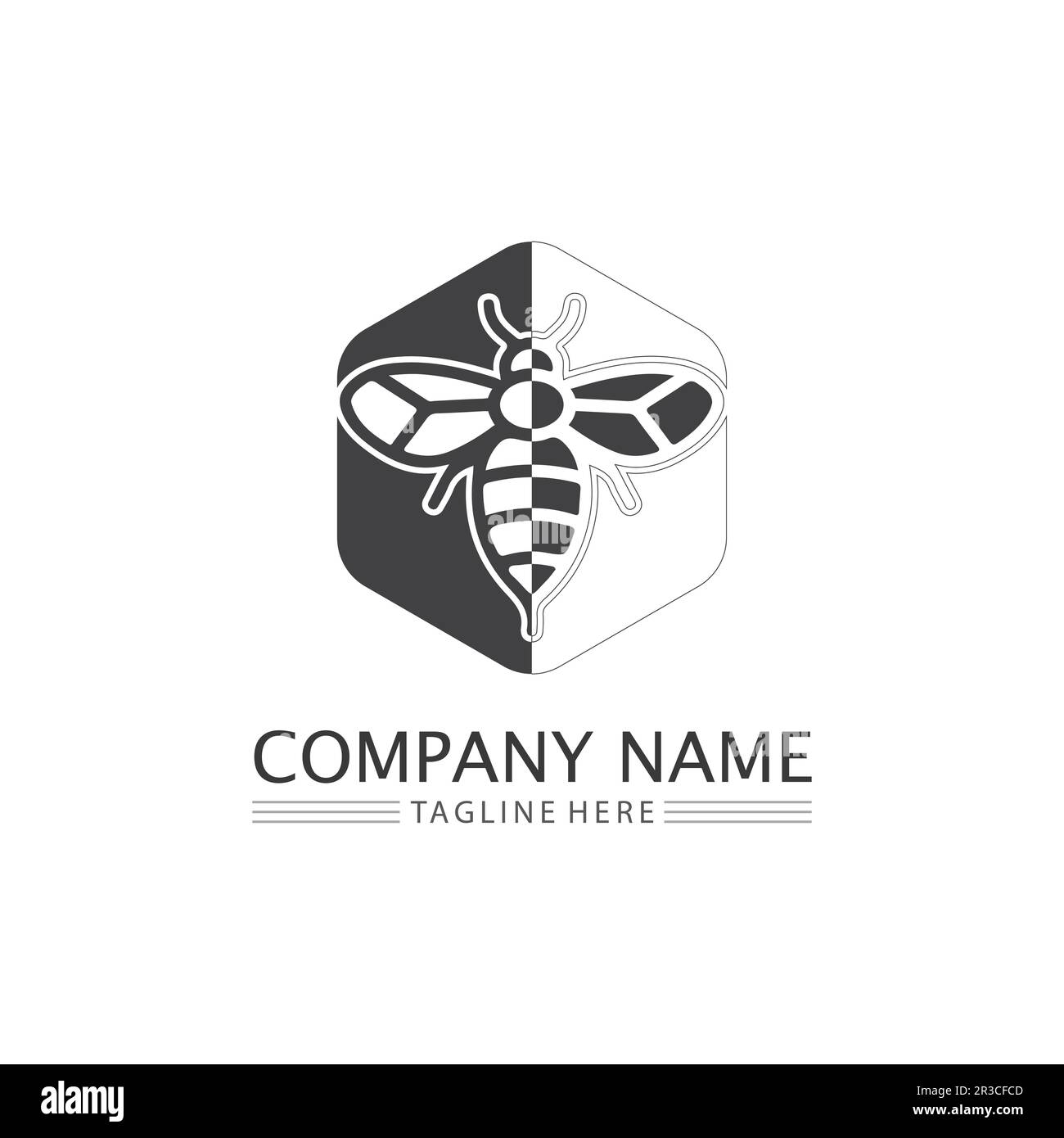 Dessin et illustration du logo de l'icône du miel et de l'abeille Illustration de Vecteur