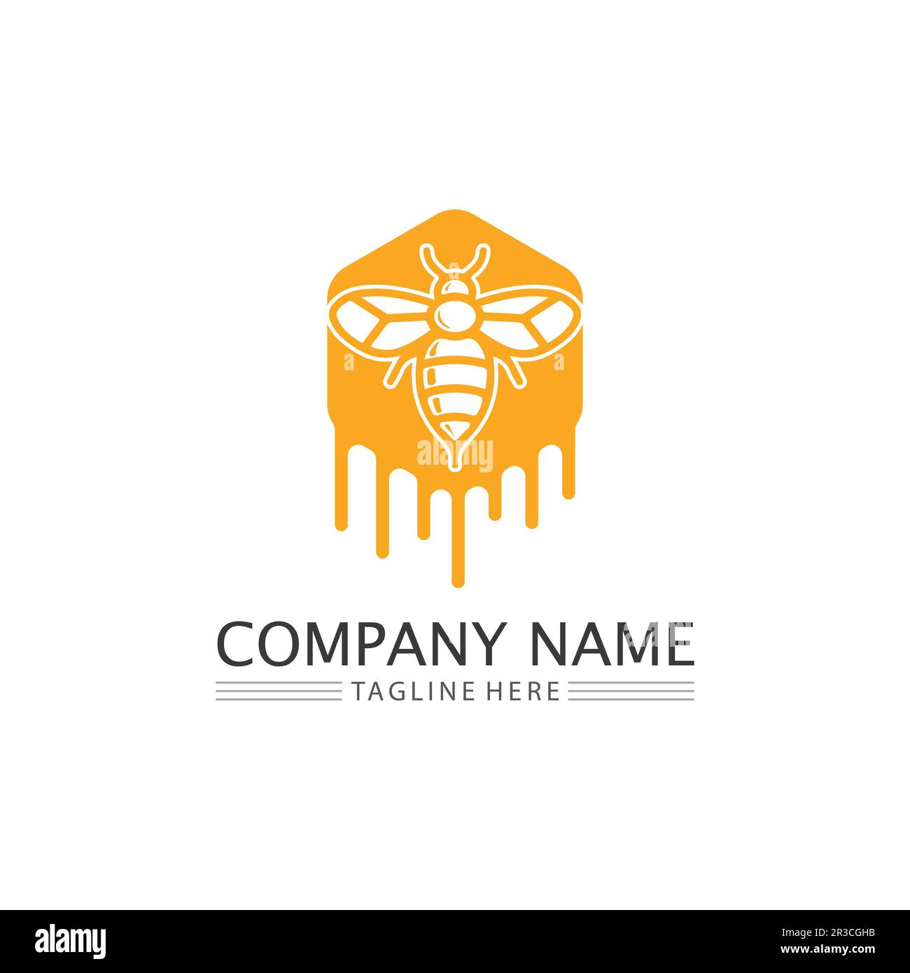 Dessin et illustration du logo de l'icône du miel et de l'abeille Illustration de Vecteur