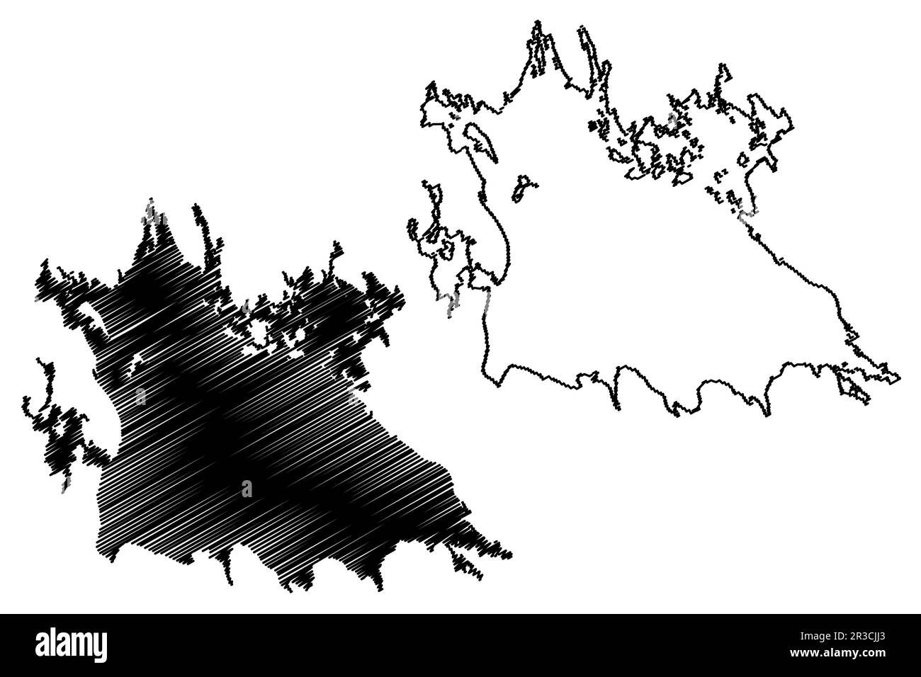 Illustration vectorielle de la carte du lac Segozero (Russie