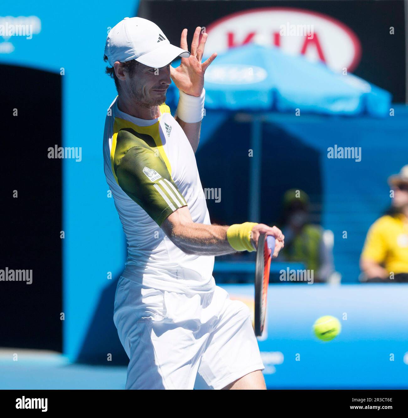 Andy Murray remporte le premier match tennis - Open d'Australie - Grand Chelem - Melbourne Park 2013 - Melbourne - Australie - mardi 15th janvier 2013. Banque D'Images