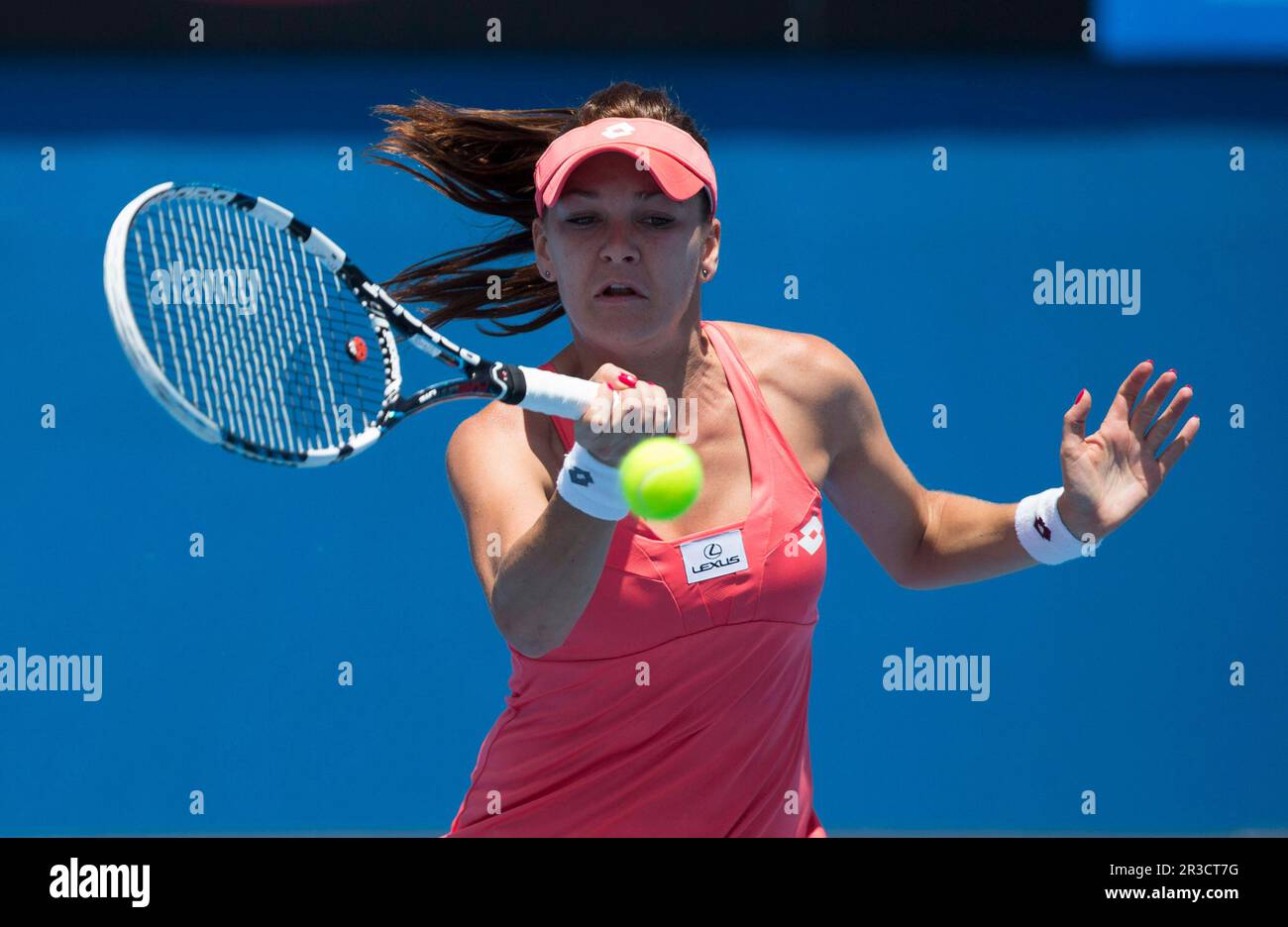 Agnieszka Radwanskatennis - Open d'Australie - Grand Chelem - Melbourne Park 2013 - Melbourne - Australie - lundi 14th janvier 2013. Photo Mike Fre Banque D'Images
