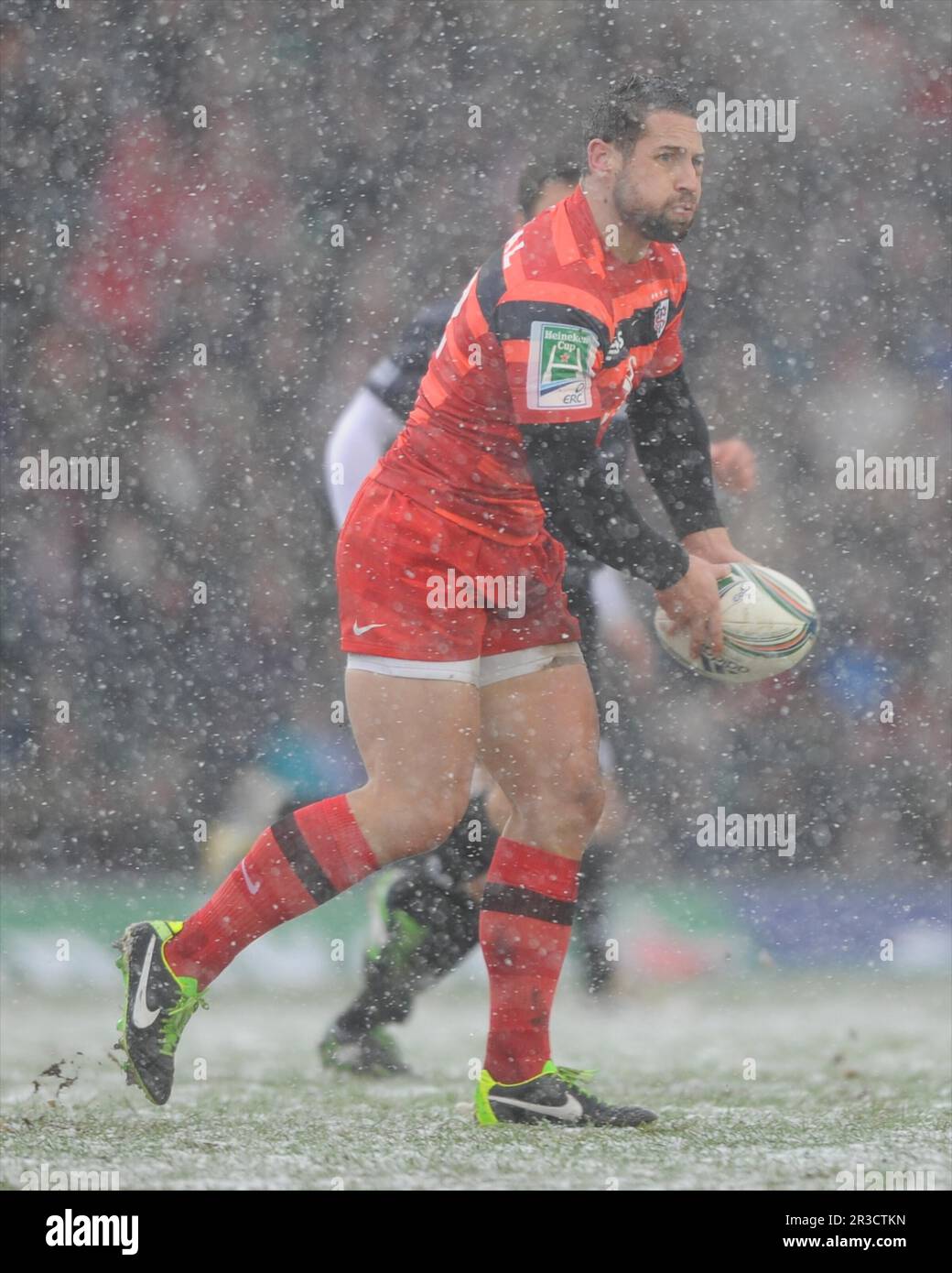 Luke McAlister de Stade Toulousain en action pendant le match rond Heineken Cup 6th entre Leicester Tigers et Stade Toulousain à Welford Road on Banque D'Images