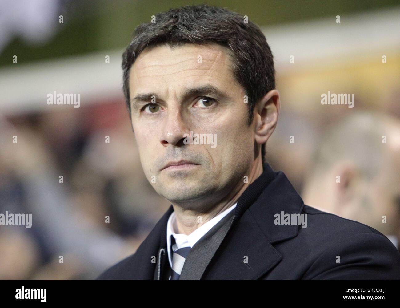 Olympique Lyonnais Remi Garde avant le match. Spires Beat Lyon 2:1Tottenham Hotspur 14/02/13 Tottenham Hotspur V Olympique Lyonnais 14/02/13 UEFA eu Banque D'Images