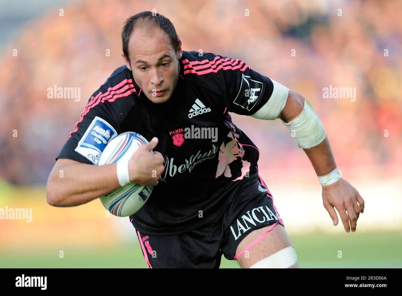 Sergio Parisse de Stade Francais en action lors de la finale de la coupe Amlin Challenge entre Leinster Rugby et Stade Francais à la RDS Arena, Dublin on Banque D'Images