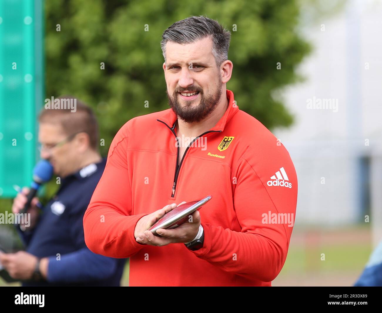 Le lanceur de discus allemand David Wrobel SC Magdeburg au Schönebecker Solecup 2021 Banque D'Images