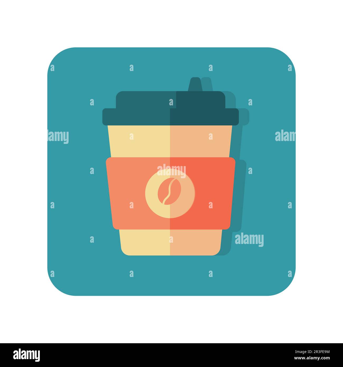 Icône en forme de bouton abstrait verre de café sur fond blanc - Vector Banque D'Images