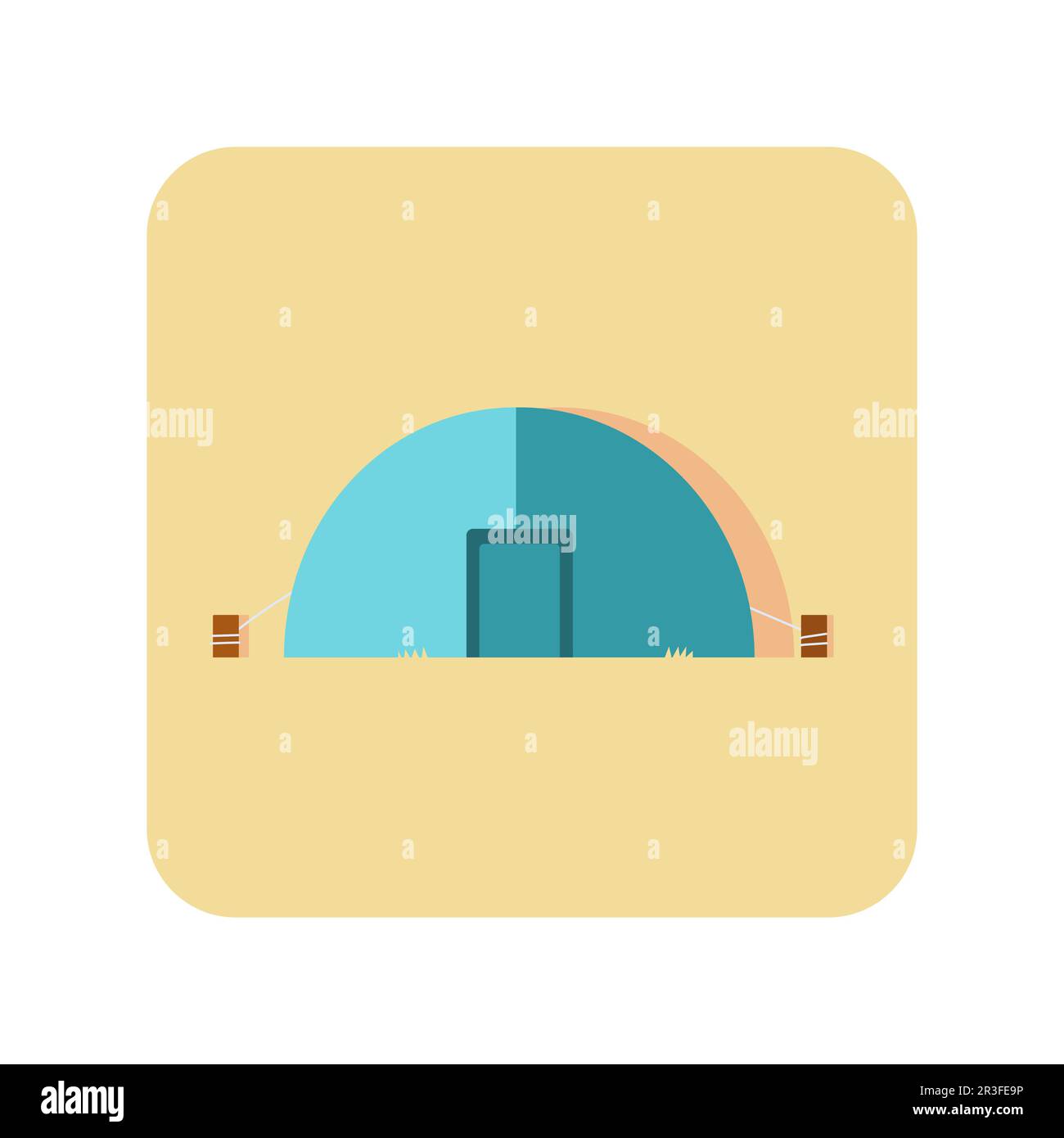 Abstrait bouton icône tente touristique sur fond blanc - Vector Banque D'Images