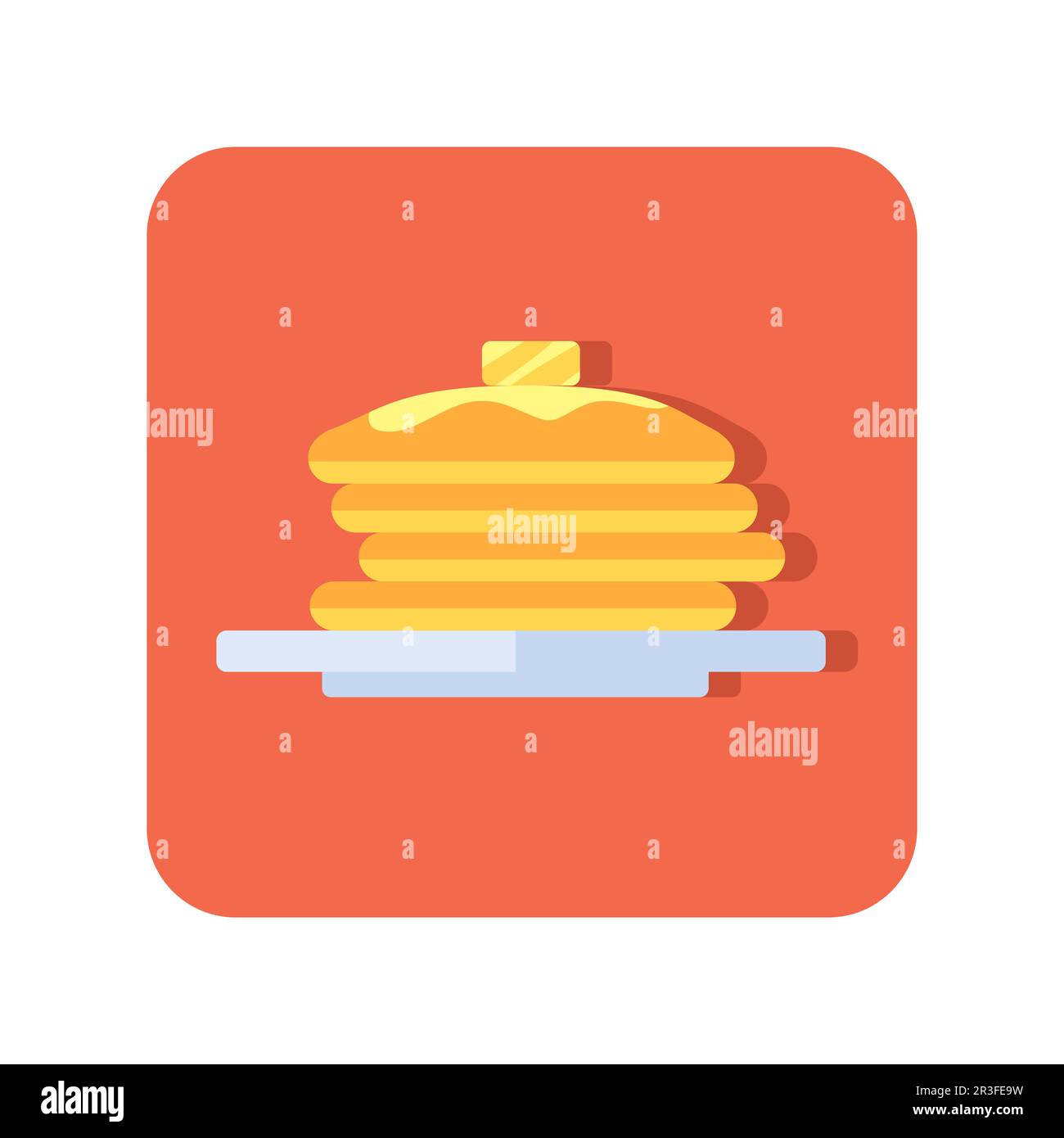 Plaque à icônes avec bouton abstrait et crêpes sur fond blanc - Vector Banque D'Images