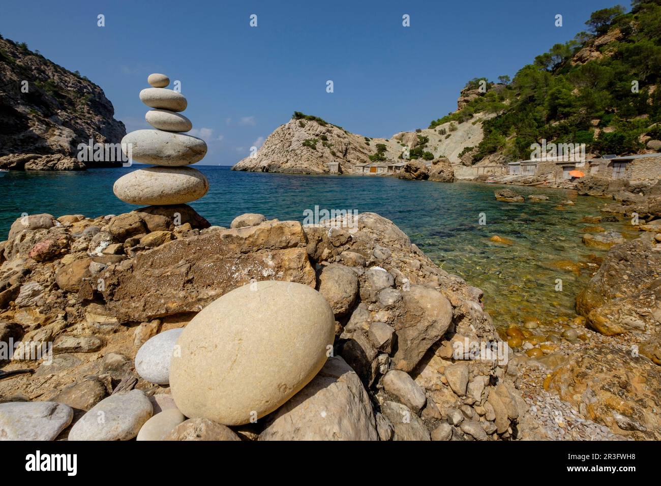 Es Portitxol, Municipio de Sant Joan de LabritjaIbiza, Iles Baléares, Espagne. Banque D'Images