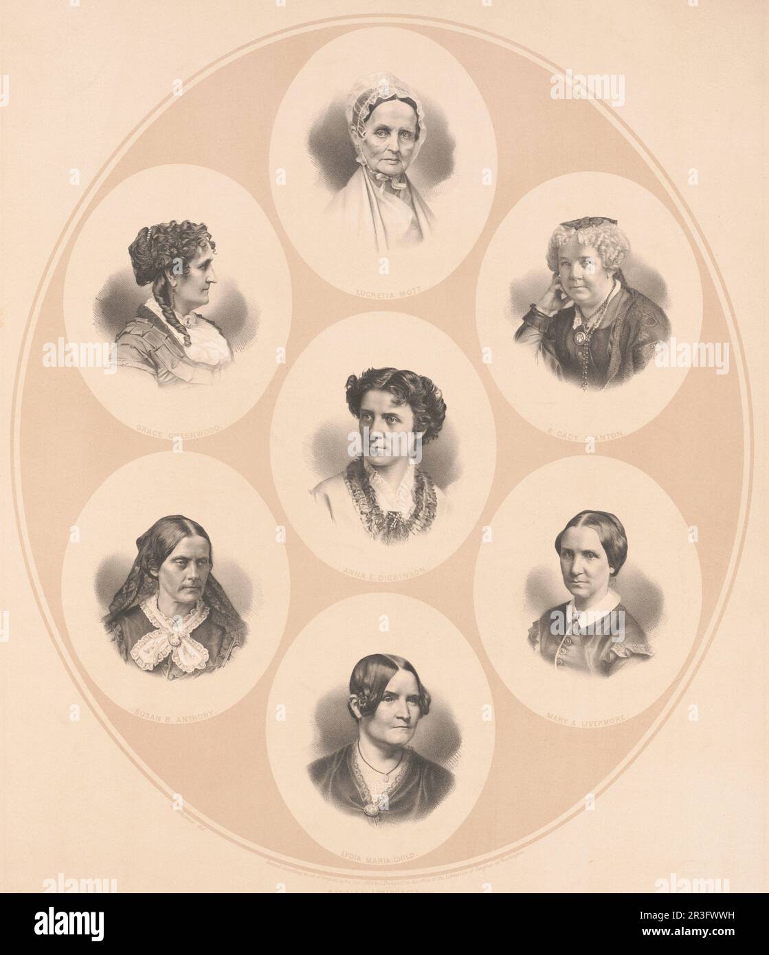 Portraits de personnalités éminentes du suffrage et du mouvement des droits de la femme. Banque D'Images