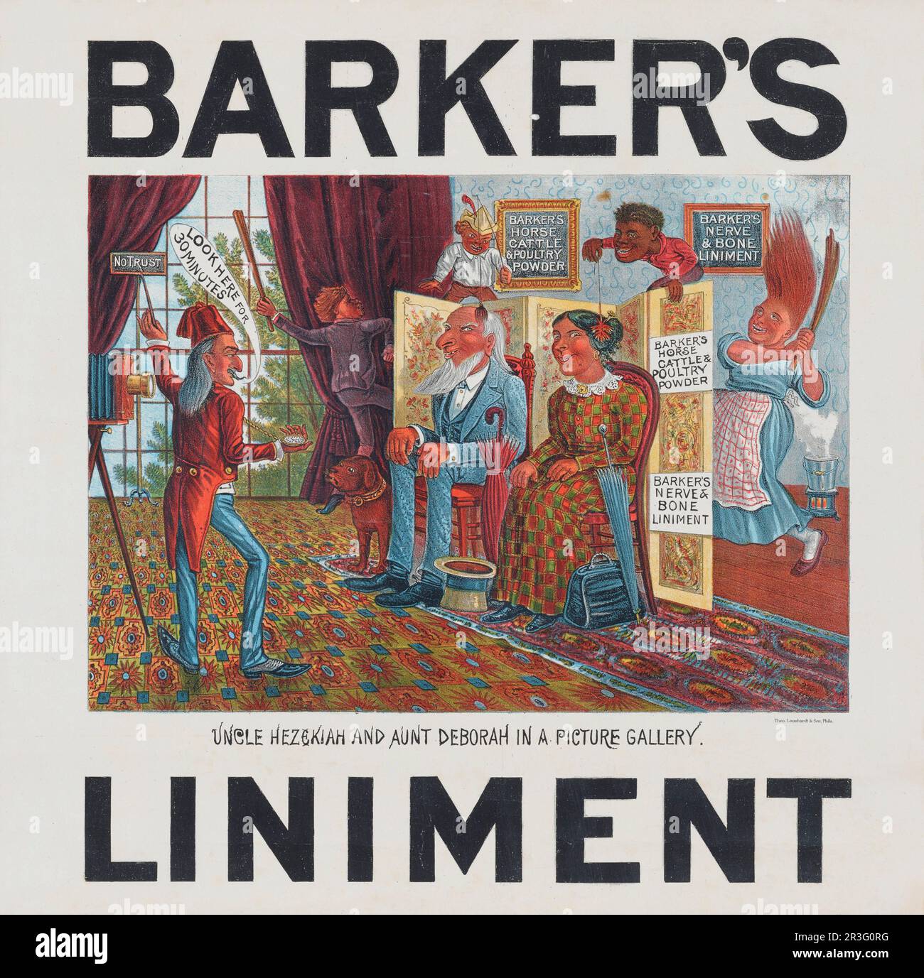Publicité vintage pour le liniment de Barker. Banque D'Images