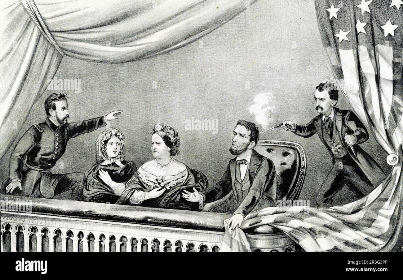 L'assassinat du président Lincoln au théâtre Ford, Washington, D.C., 14 avril 1865 Banque D'Images