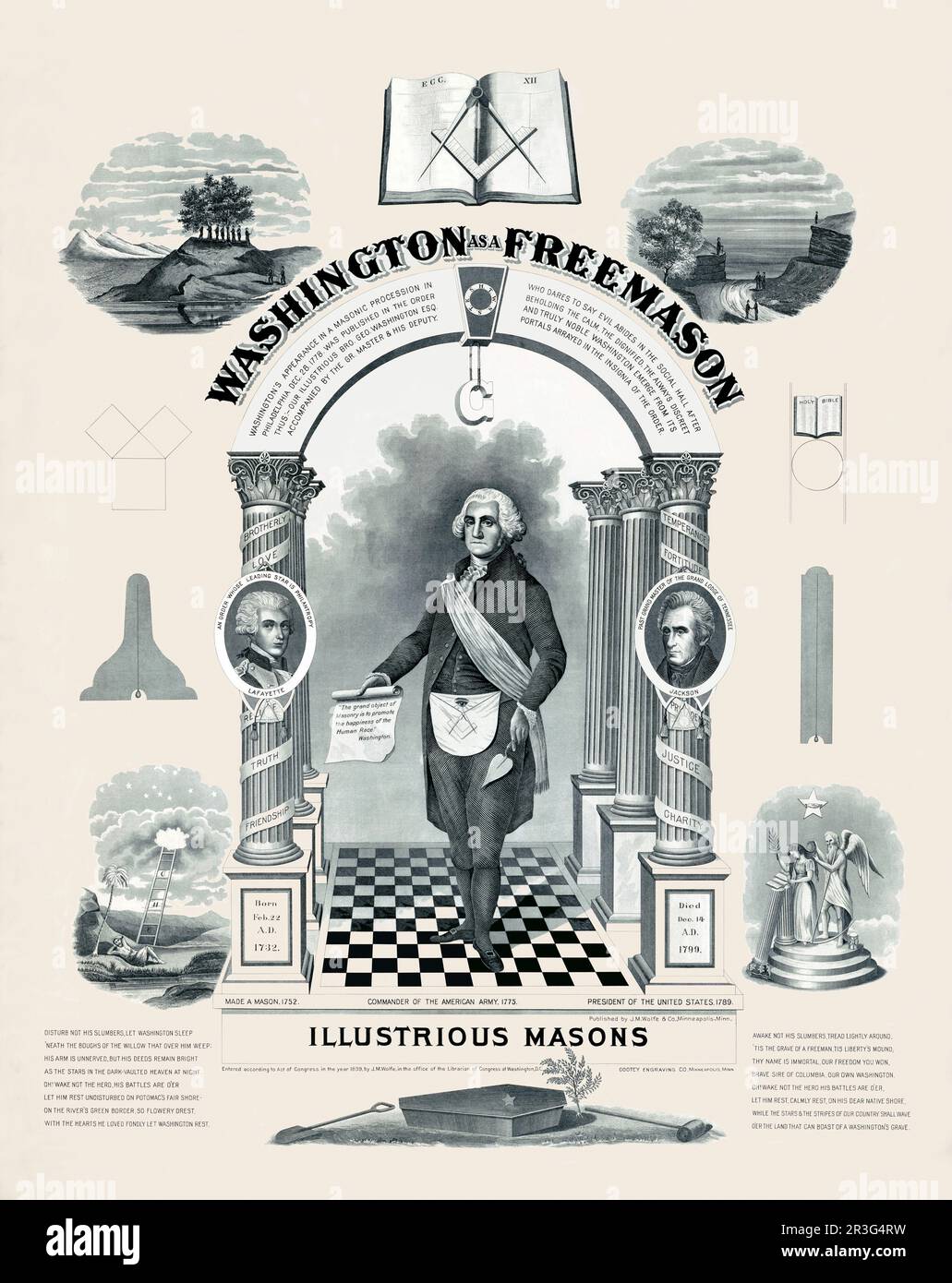 George Washington comme un franc-mason. Banque D'Images