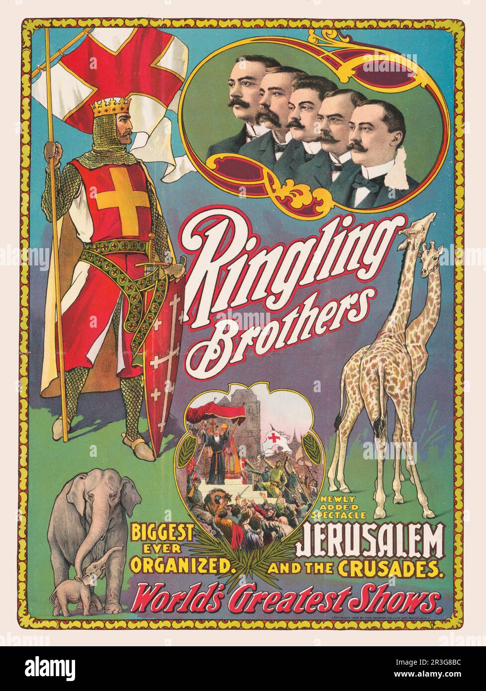 Affiche de cirque vintage Ringling Brothers, vers 1903. Banque D'Images