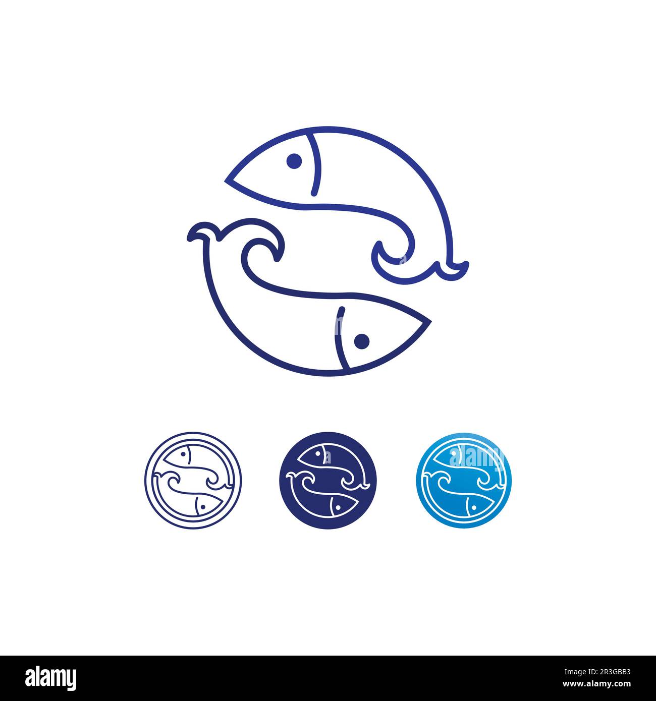 Modèle d'icône de logo de poisson et d'animal aquatique symbole de vecteur créatif Illustration de Vecteur