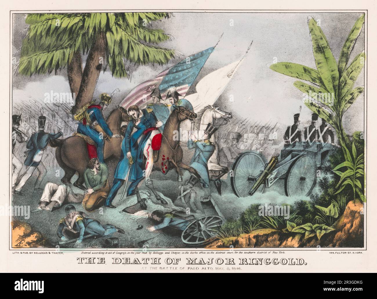 8 mai 1846 - la mort du major Ringgold à la bataille de Palo Alto pendant la guerre mexicaine américaine. Banque D'Images