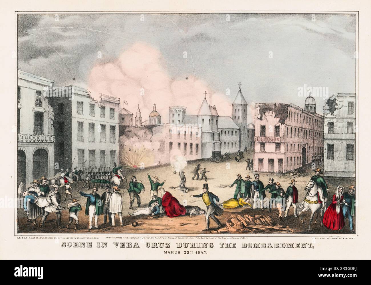 25 mars 1847 - scène à Veracruz, Mexique pendant la guerre mexicaine américaine. Banque D'Images