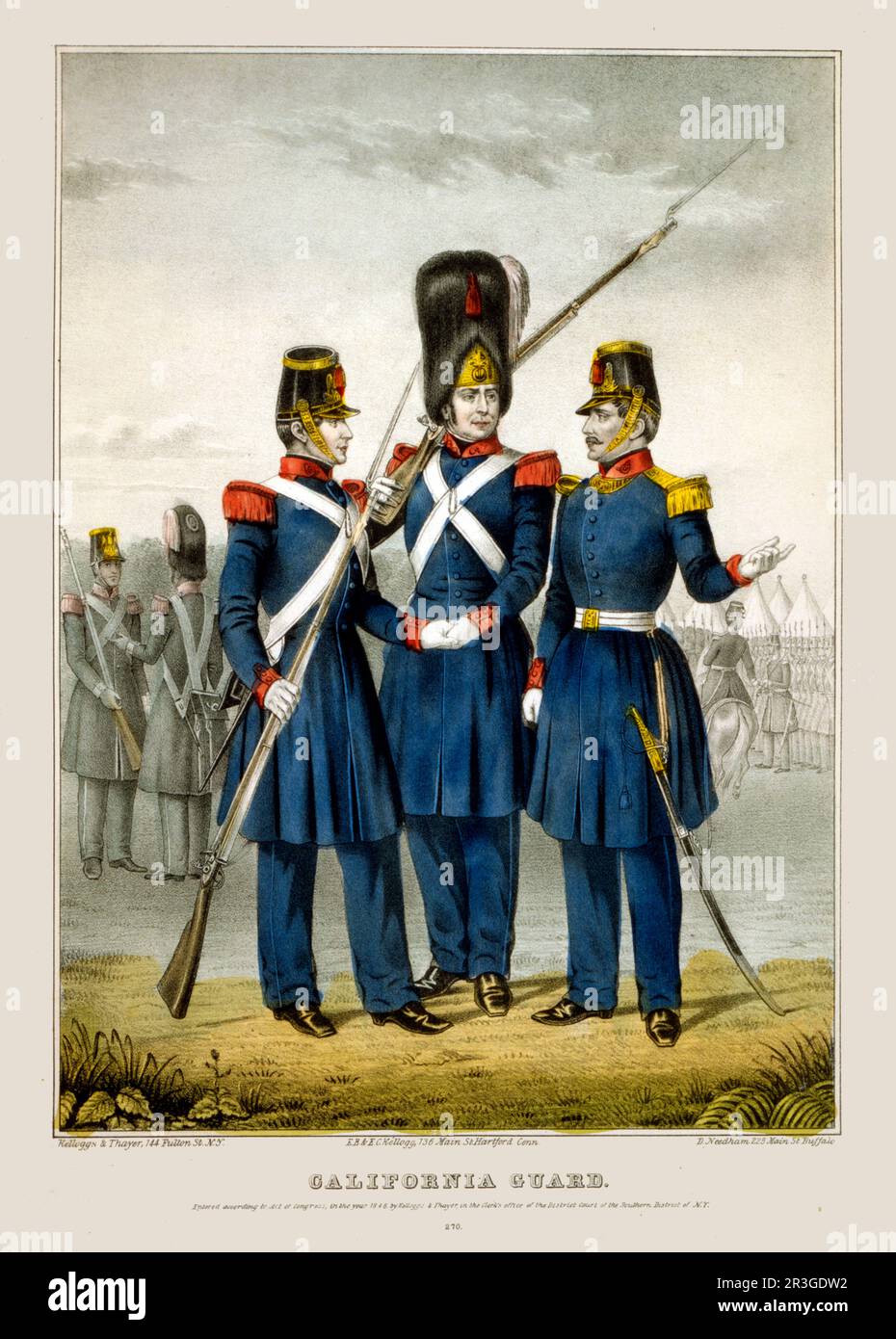 California Guard. Hommes vêtir en uniforme pendant la guerre du Mexique, 1846-1848. Banque D'Images